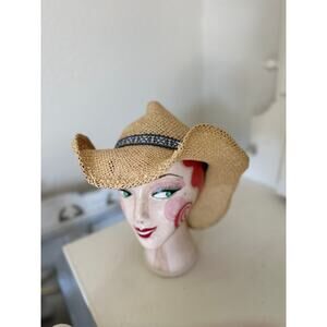 Free People Women's Hat Raffia Woven Western Cowboy Hat